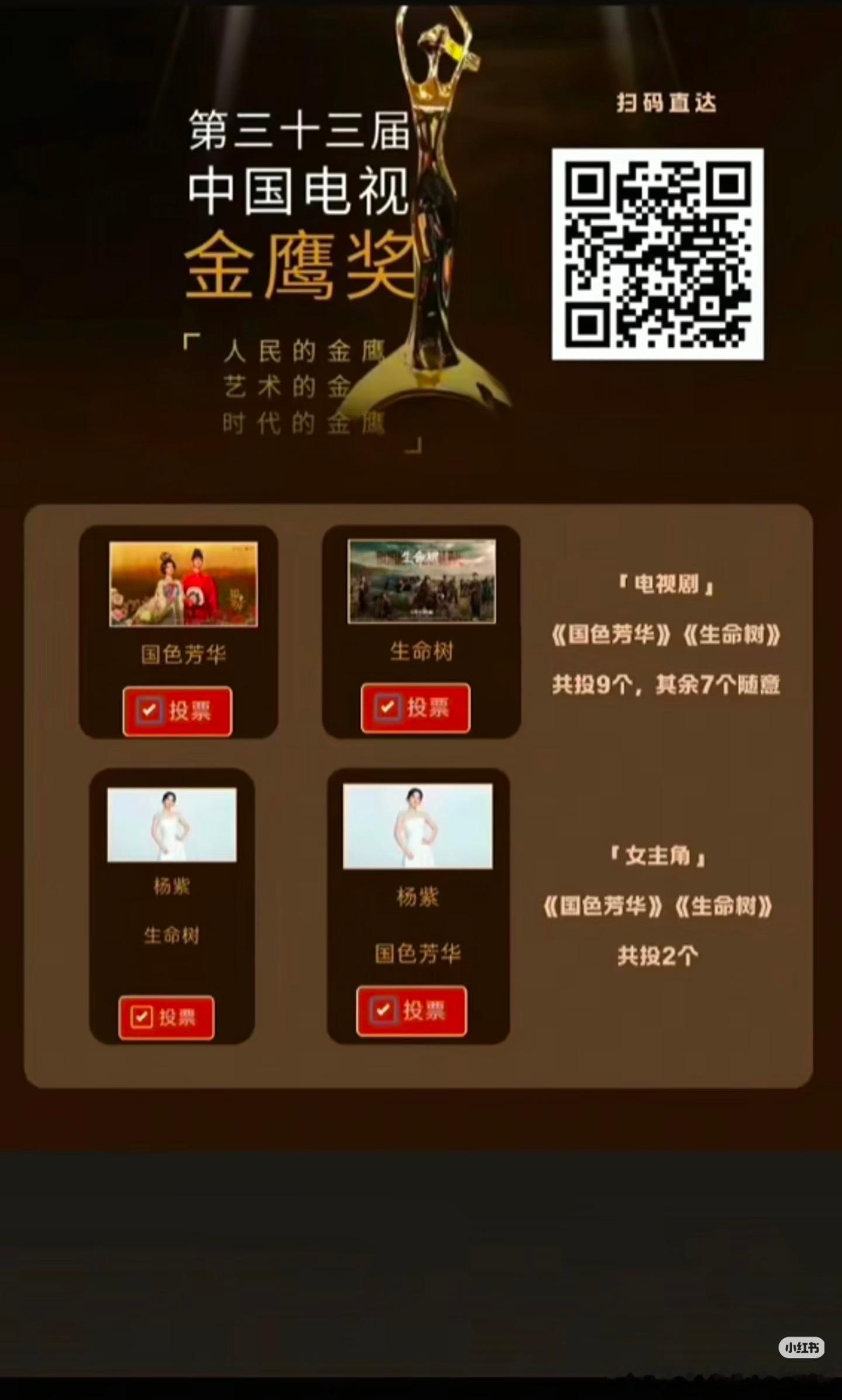 金鹰节投票开始啦，给视后最好的排面，有些人老说投票数多，咋了，杨紫民选投票难道会