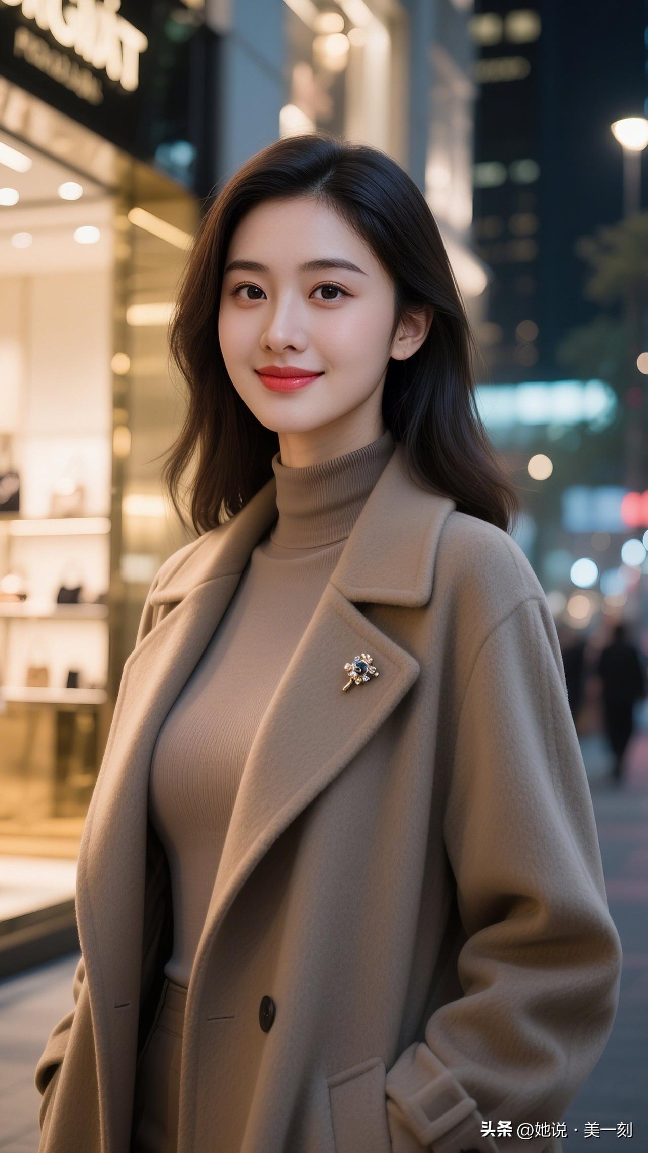 都市夜色中的温柔微笑，时尚穿搭尽显优雅气质。晒晒你手机里随手拍的图片有几张