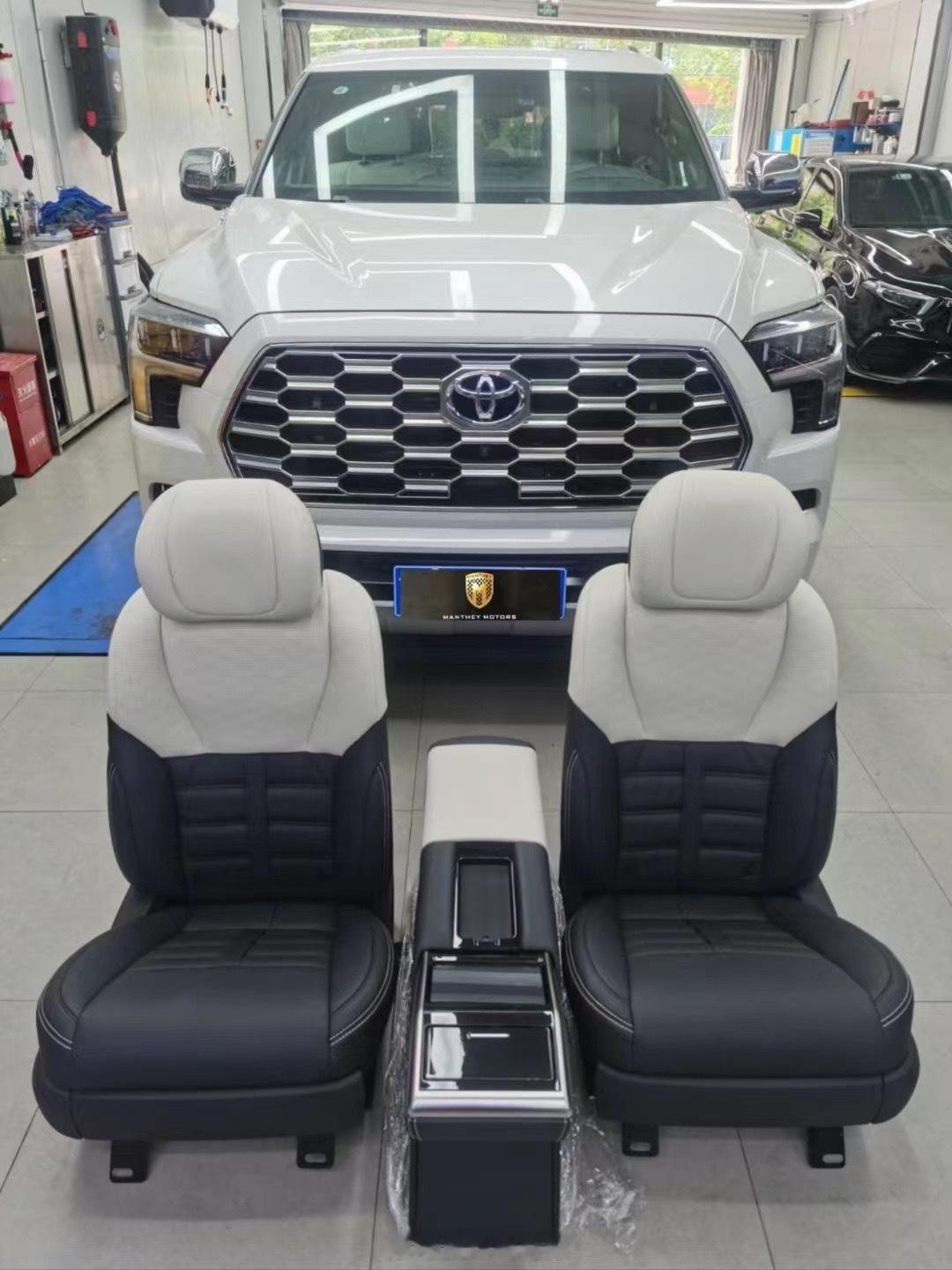 丰田红杉，加装私人定制高端商务座椅，配备 冰箱、座椅加热、座椅通风、座椅按摩、手