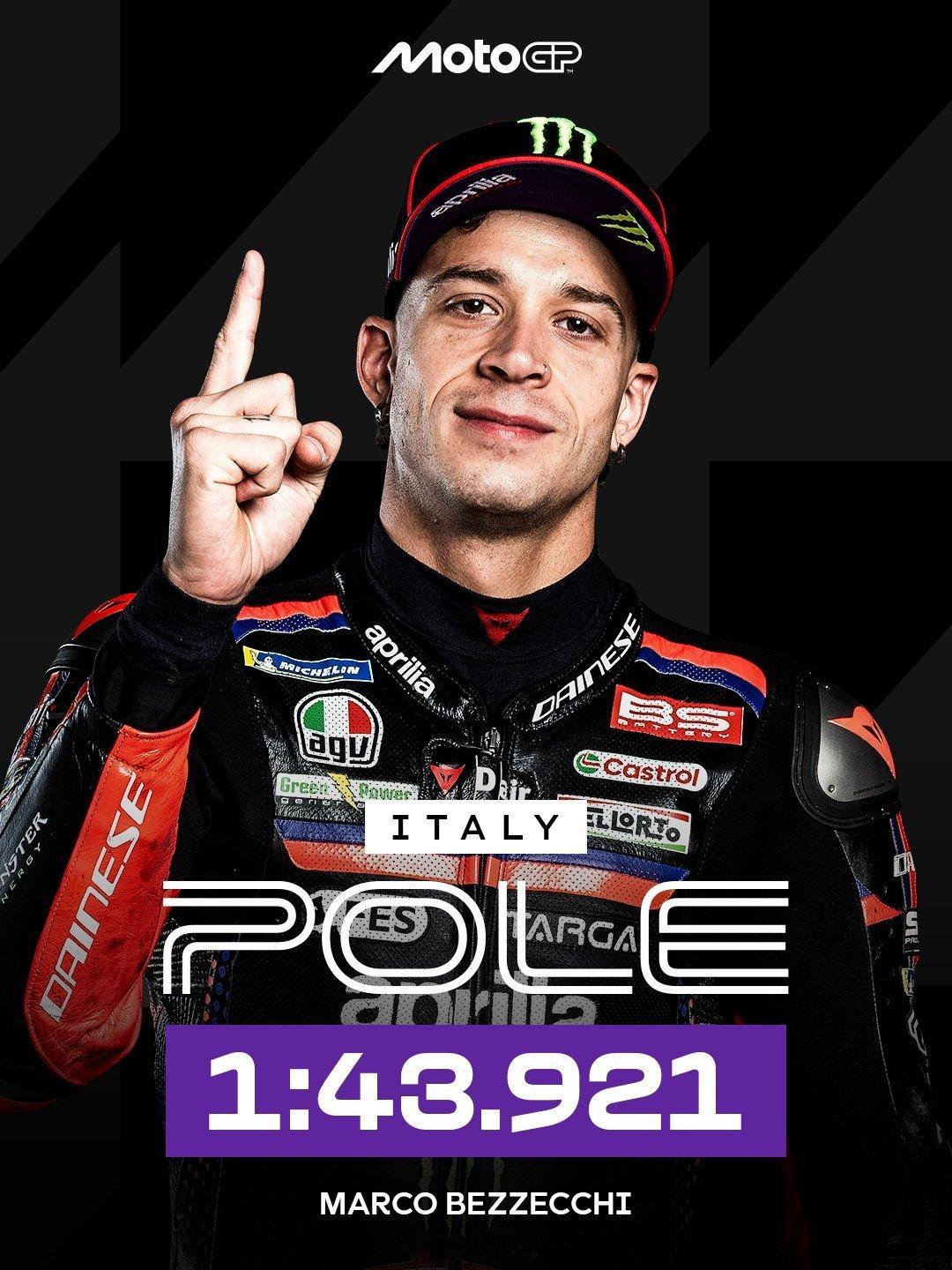 恭喜🎉Marco Bezzecchi拿下2026 MotoGP意大利大奖赛杆位