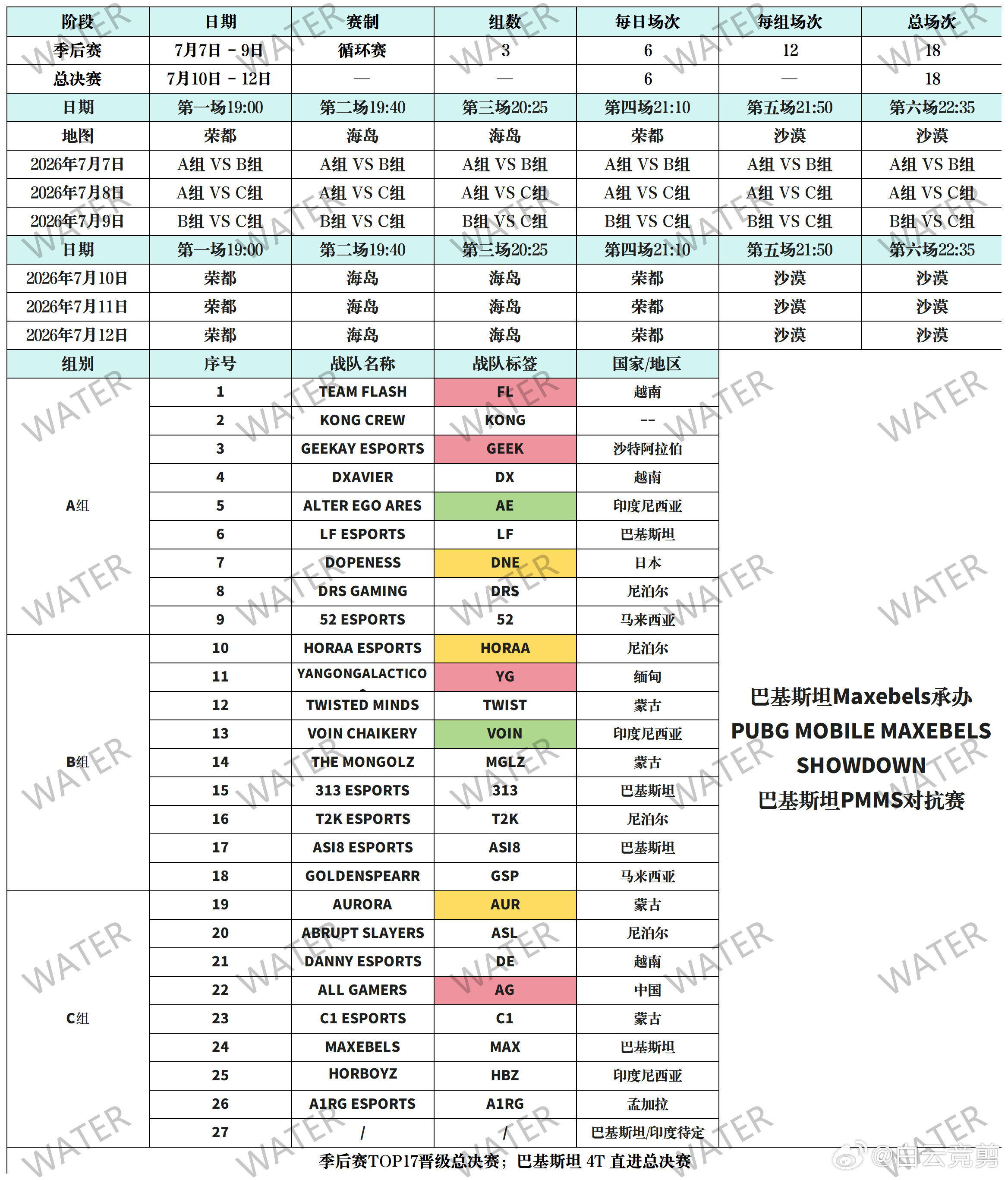 和平精英职业联赛 【白云赛事速递】白云赛事 AG参加海外杯赛预告AG和平精英在C