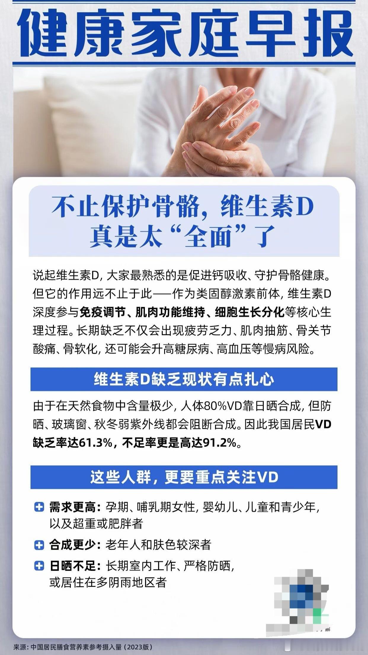 微博科学抗敏行动健闻登顶计划 我国居民维D缺乏率高达61.3%，不足率91.2%