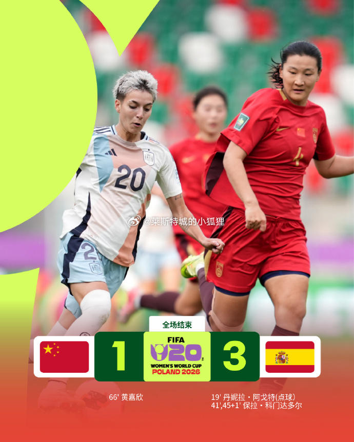 U20女足世界杯中国1比3西班牙 ​​​全场比赛结束 中国U20女足1-3不敌西