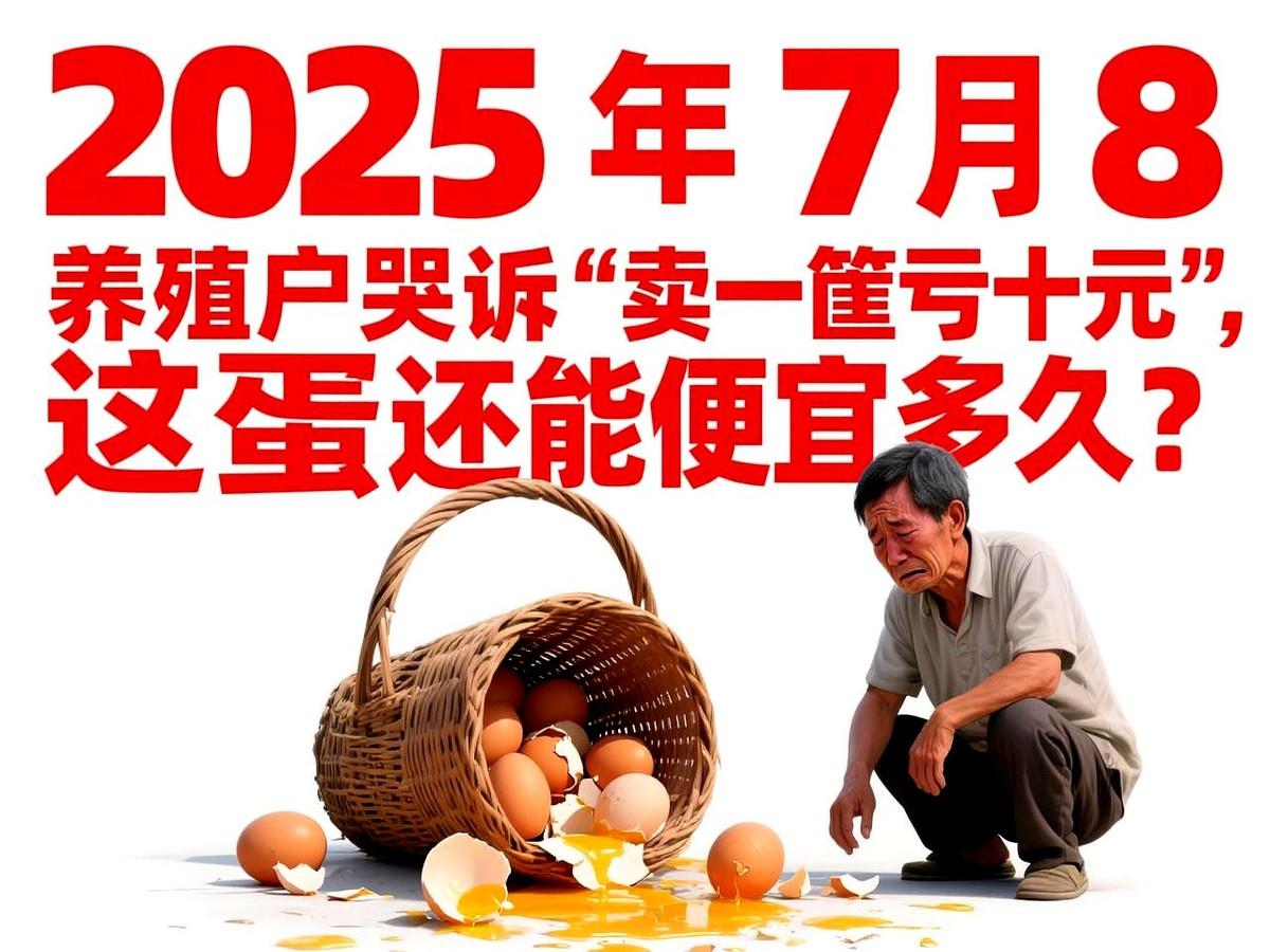 【2025年7月8日蛋价暴跌！养殖户哭诉"卖一筐亏十元"，这蛋还能便宜多久？】