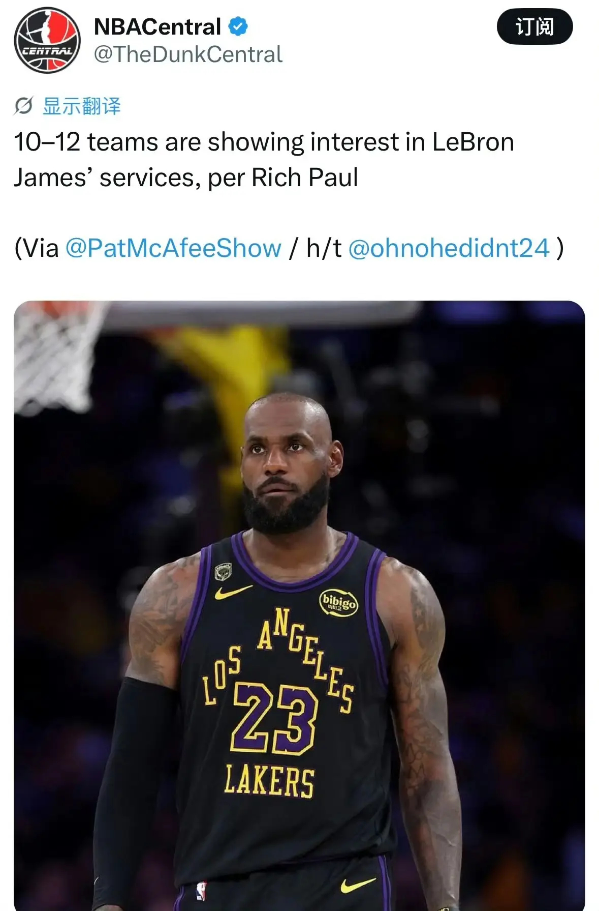 里奇保罗今日透露，目前有10-12支nba球队对詹姆斯的加盟表达了浓厚的兴趣。跟