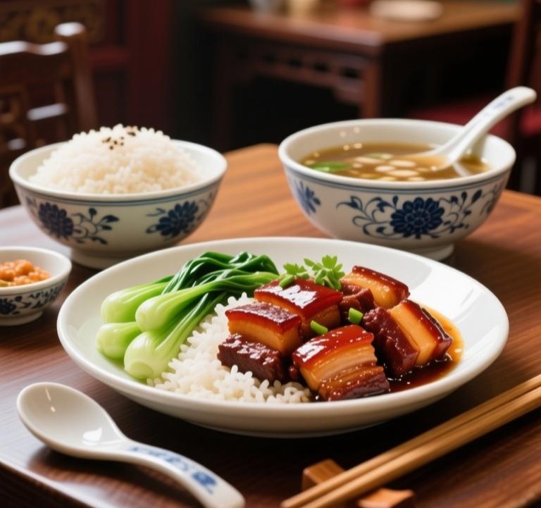 一个上午的汗水像锅里慢慢渗出的油，终于把时光炖得酥烂。我端坐在小馆木桌旁，看老板