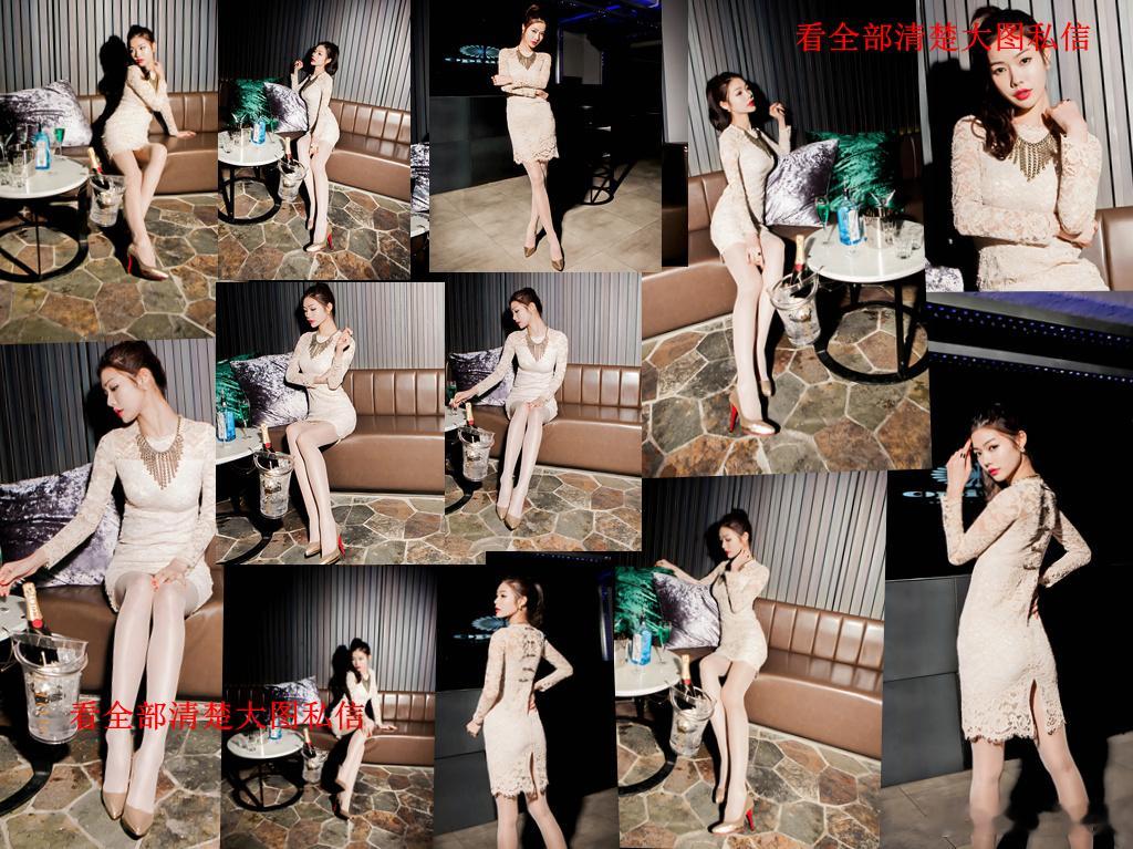独家图库：酒吧里的女人裙子搭配亮丝... ​​​