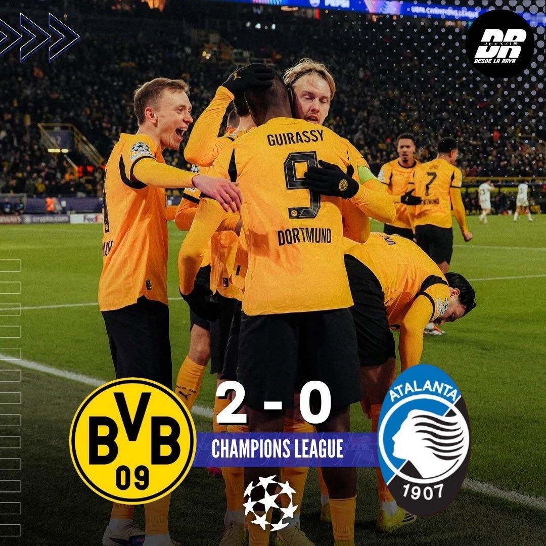 欧冠联赛多特蒙德2比0亚特兰大欧冠附加赛首回合，多特蒙德主场 2-0 完胜亚特兰