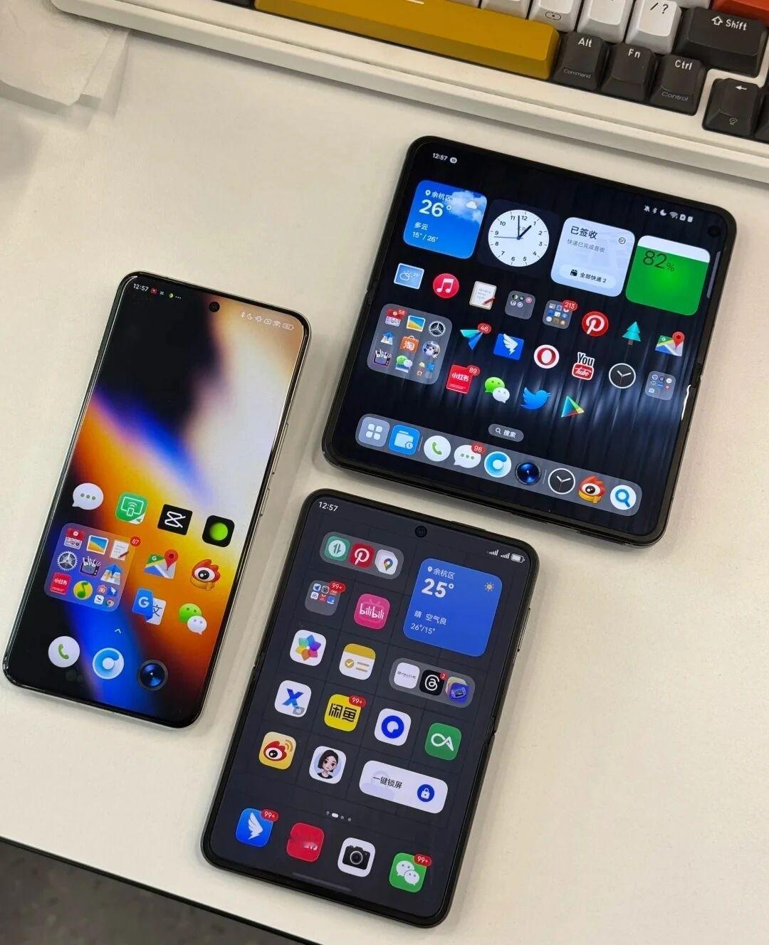 三台热门手机放一起对比📱！折叠屏展开的瞬间我惊了…😲把小米14 Ultra、