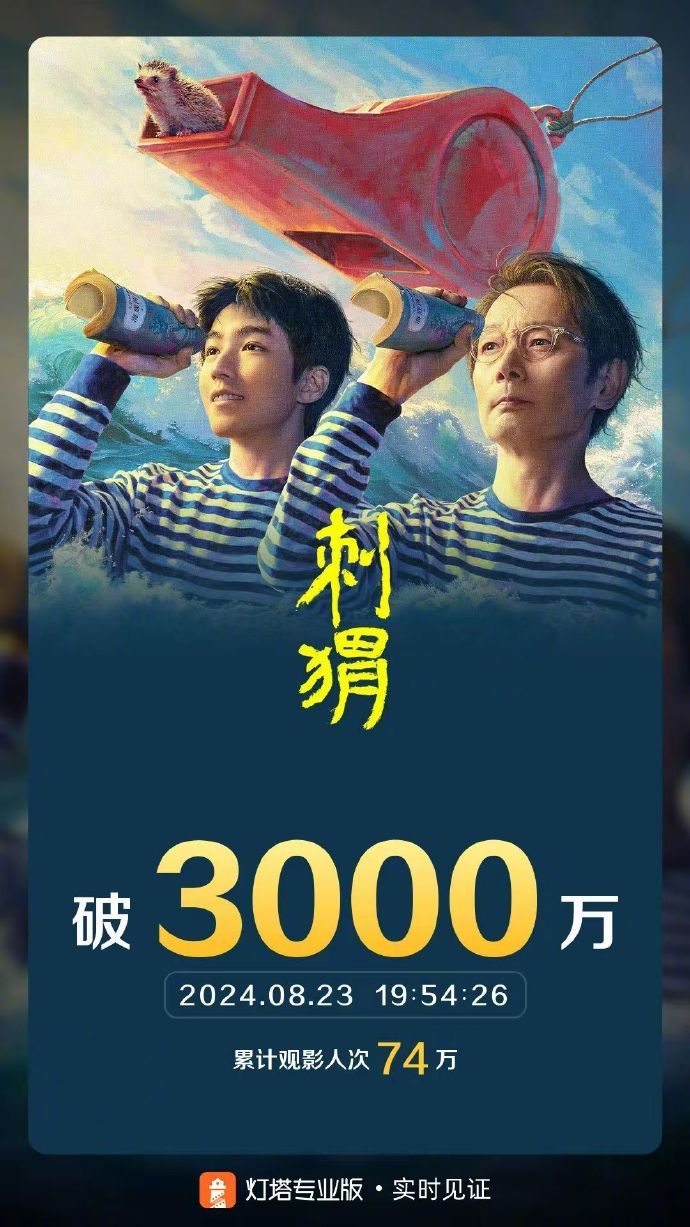 #刺猬票房#据灯塔专业版实时数据，截至8月23日19时54分，影片《刺猬》票房突