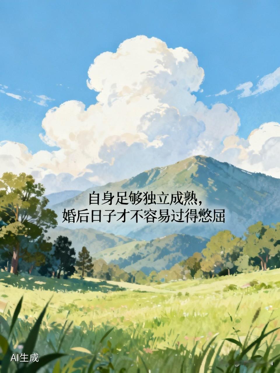 结婚不会自动治愈孤独、缺钱、性格缺陷、焦虑，自身足够独立成熟，婚后日子才不容易过