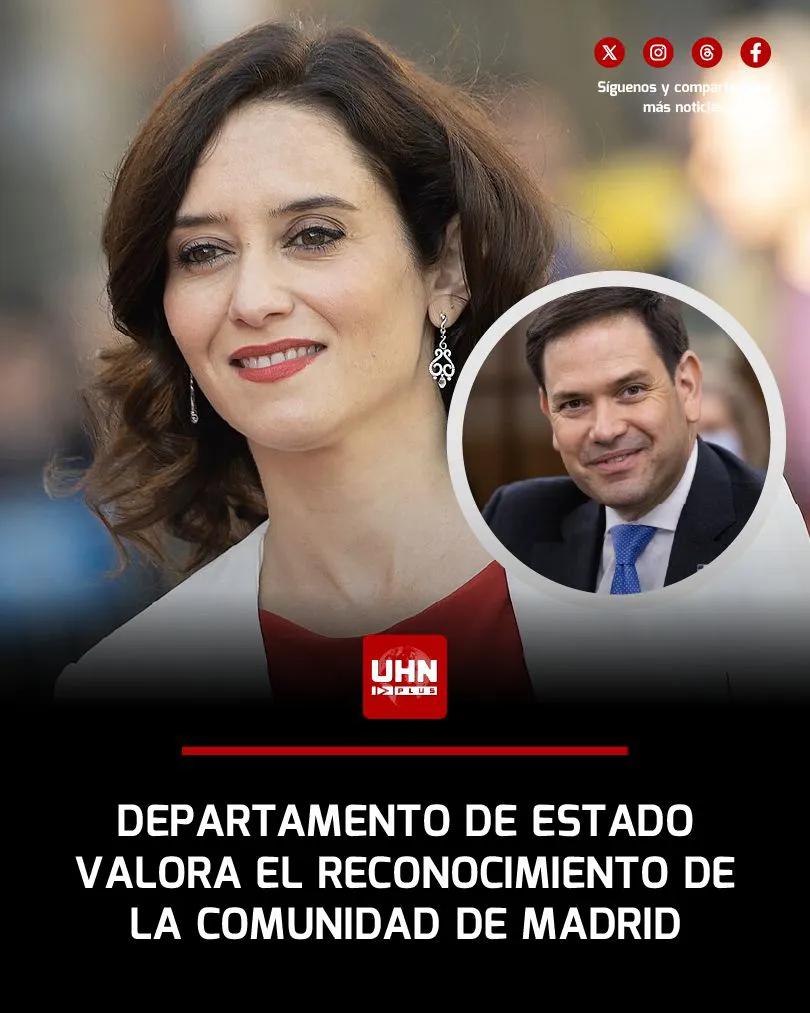 🇺🇸🇪🇸‼️ | 最新消息——美国国务院正式感谢马德里自治区主席伊莎贝尔