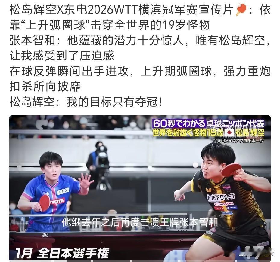 松岛辉空：“只要参赛，我的目标唯有夺冠。”横滨冠军赛赛前采访，松岛辉空又表决心了