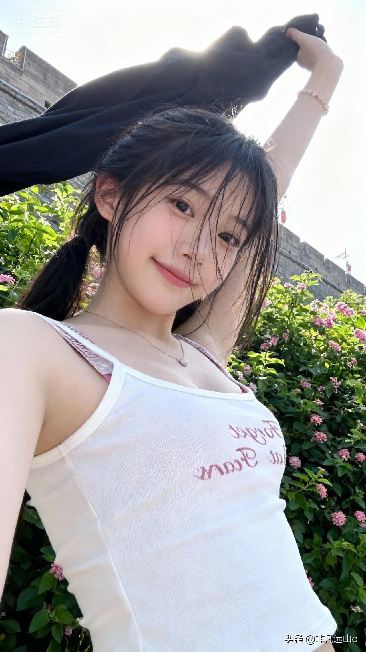 阳光少女，青春期！青春灵动少女 女孩叛逆期 绿衣活力少女