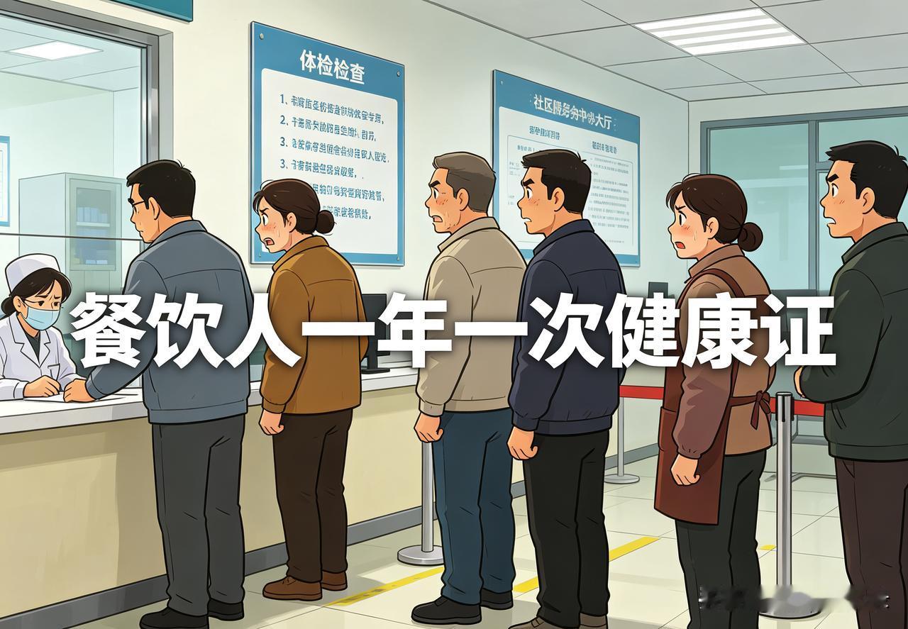今天跟店里三个美女同事一起，去社区服务中心办健康证。
 
做餐饮这行，健康证到期