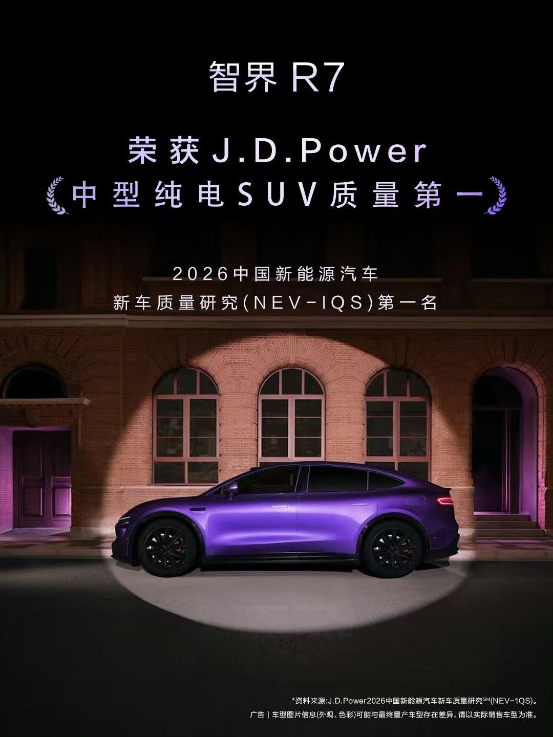 全球领先的市场研究机构J.D. Power（君迪）2026年榜单公布，智界R7 