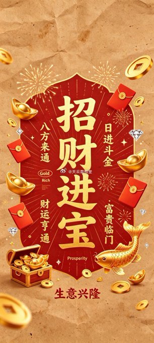 愿你财门大开、福运常驻，往后人生路，步步生金，岁岁富贵，顺遂无忧！ 