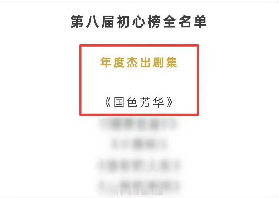 杨紫 李现《国色芳华》荣获第八届初心榜年度杰出剧集 ​​​