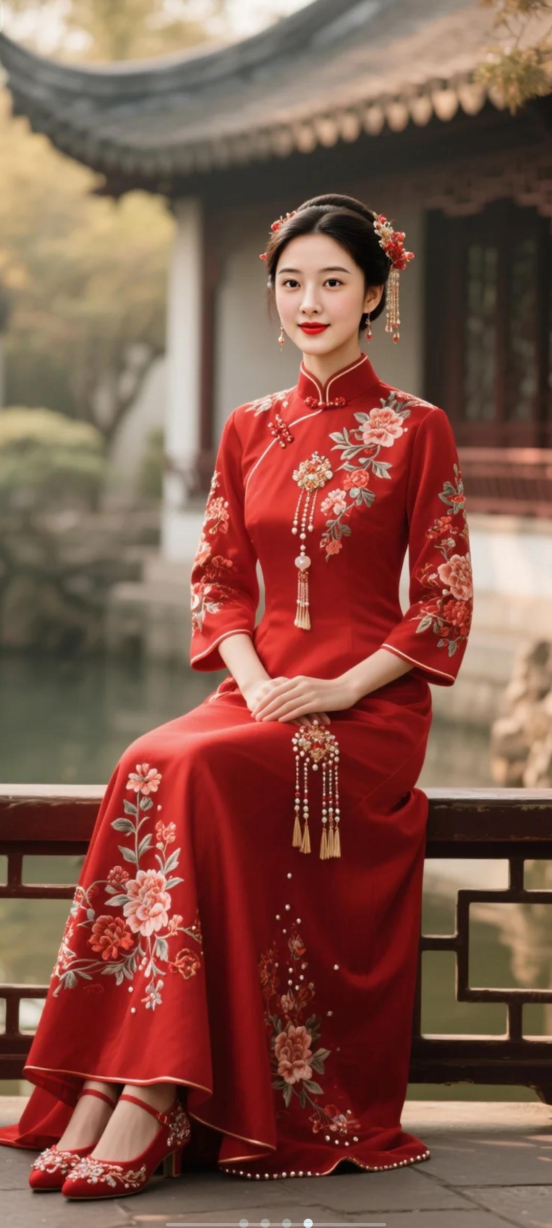 禾禾服大红色，好喜庆啊。