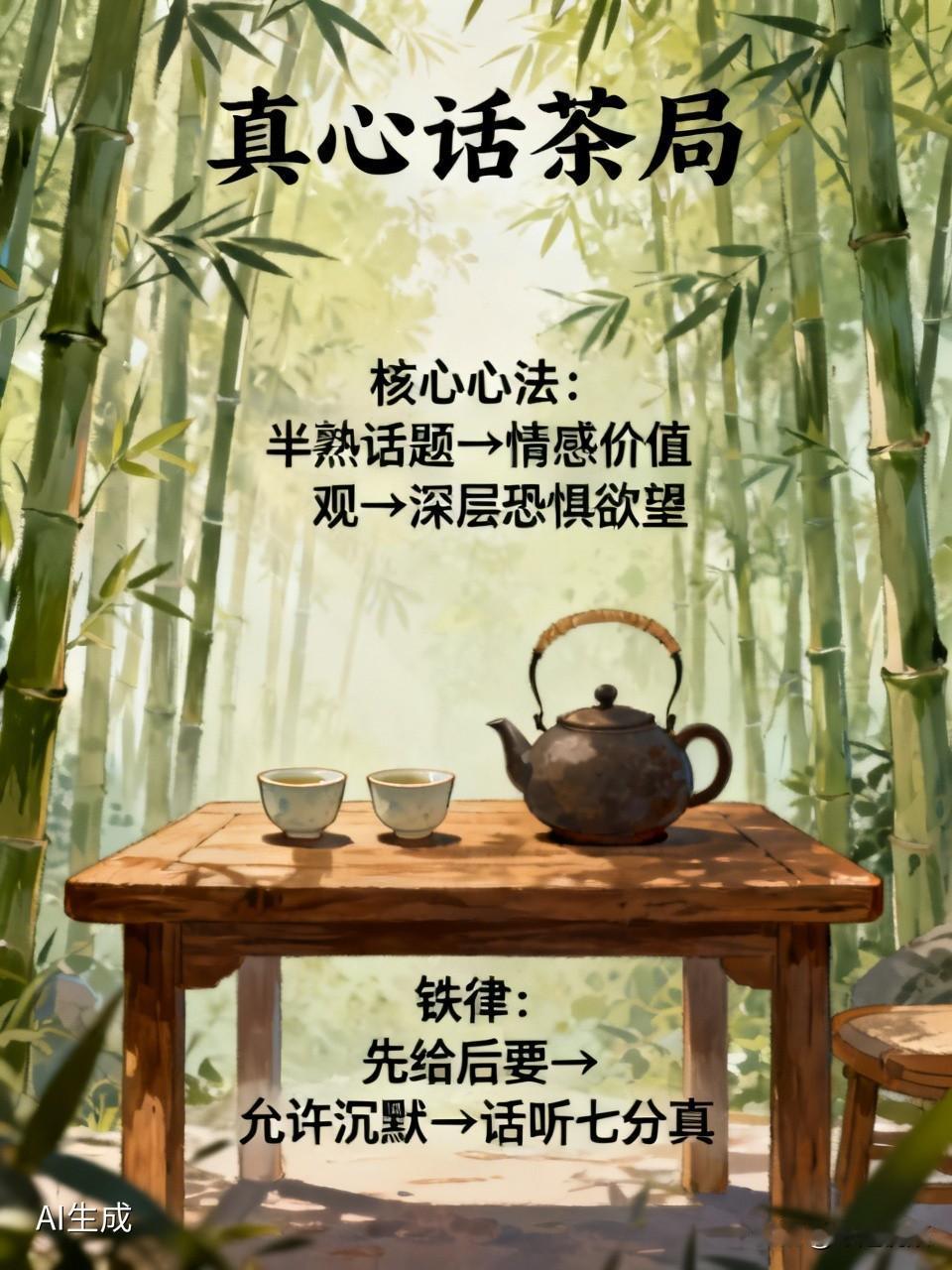 “真心话茶局”真的是个神奇的存在。没有酒局的喧闹和虚浮，在茶香中，人能慢慢卸下防
