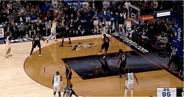 20分算啥？斯潘塞一人就追回来！
在今天NBA常规赛勇士对阵费城的第四节比赛中，