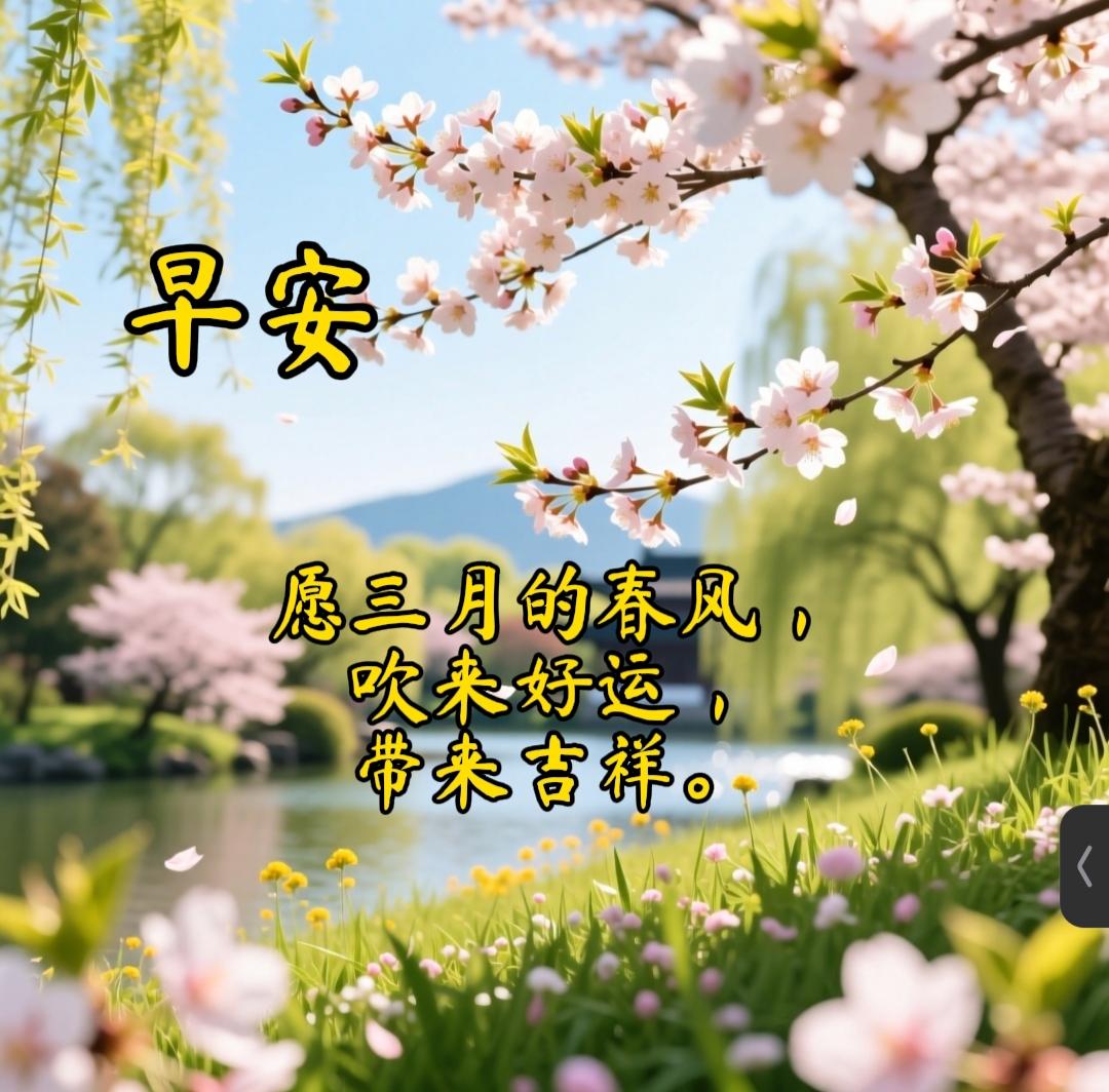 人间三月好春光，天初暖，日初长，愿三月的春风，吹来好运，带来吉祥。愿我们都健康、