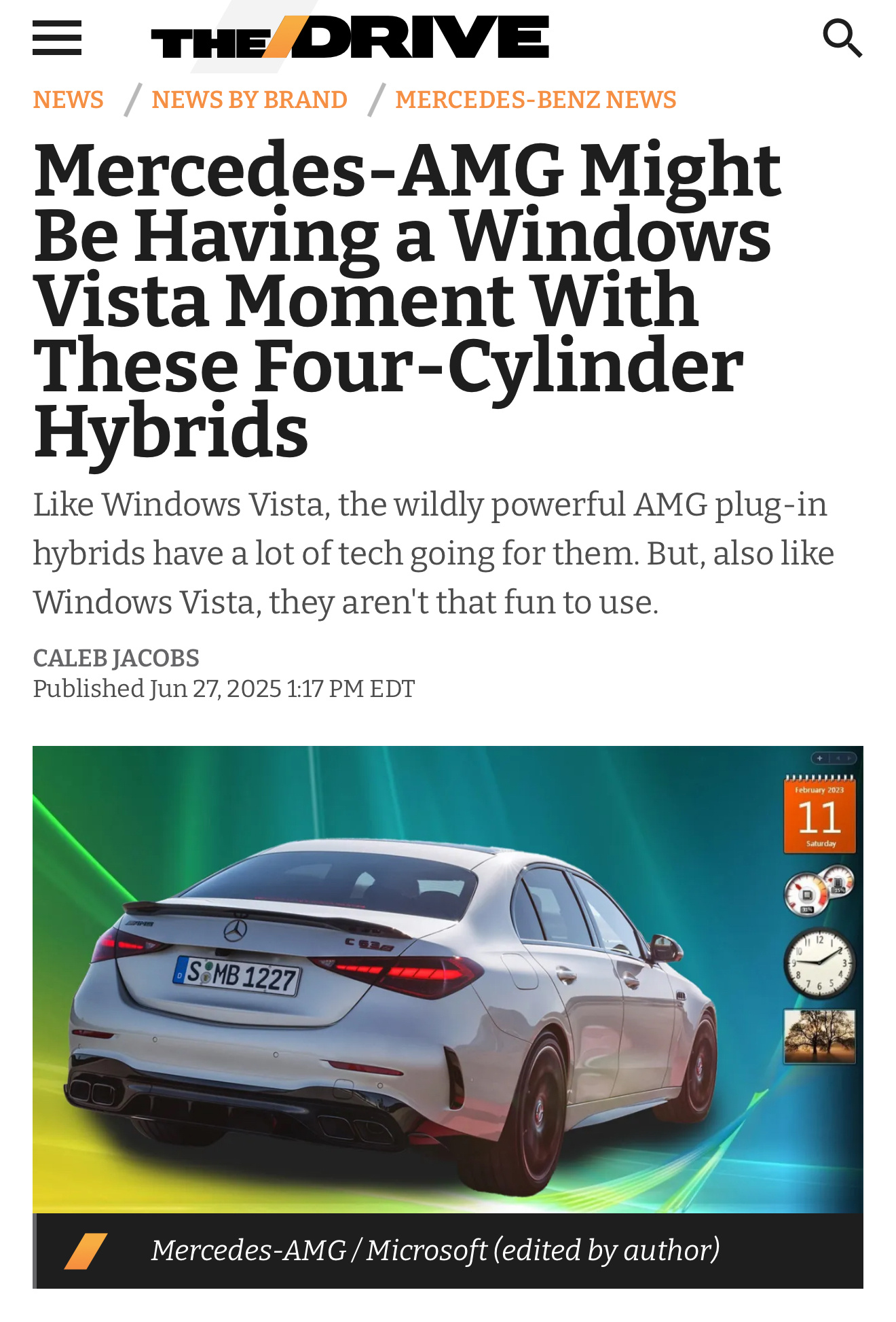 奔驰的混动四缸被比喻成Windows Vista微软说Vista更棒，奔驰说我们