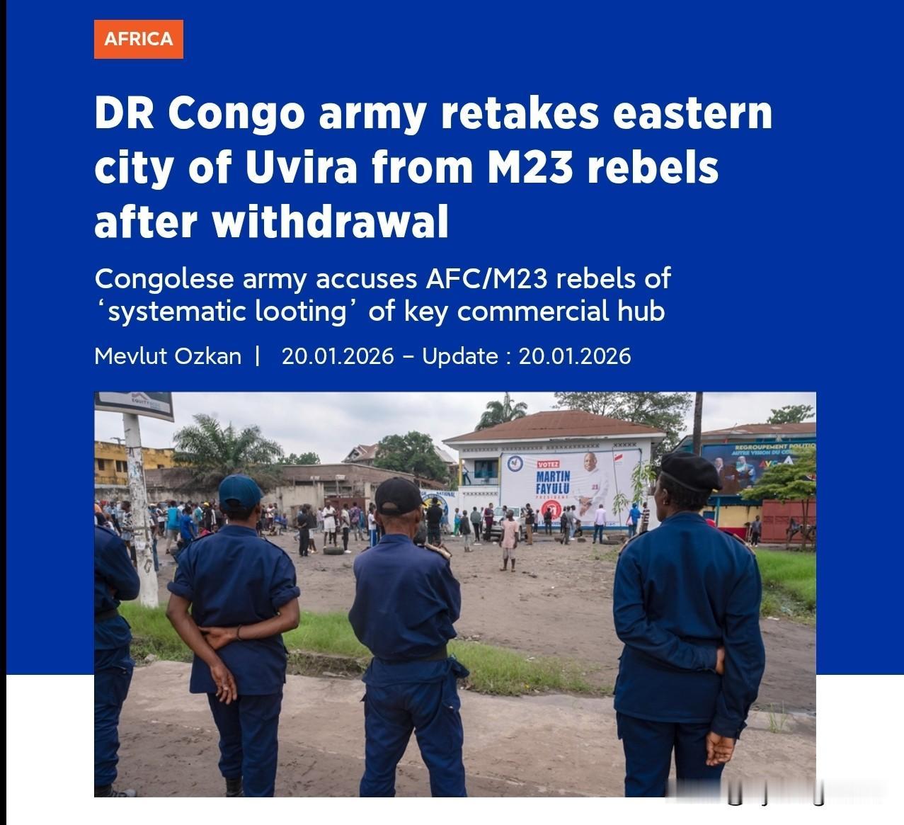 🇨🇩🇷🇼 刚果（金）政府军在M23撤离后重新控制南基伍省乌维拉

1月1