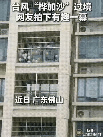人怎么可以这么聪明！”广东佛山，超强台风桦加沙来临，男子却在阳台上打了10多个气