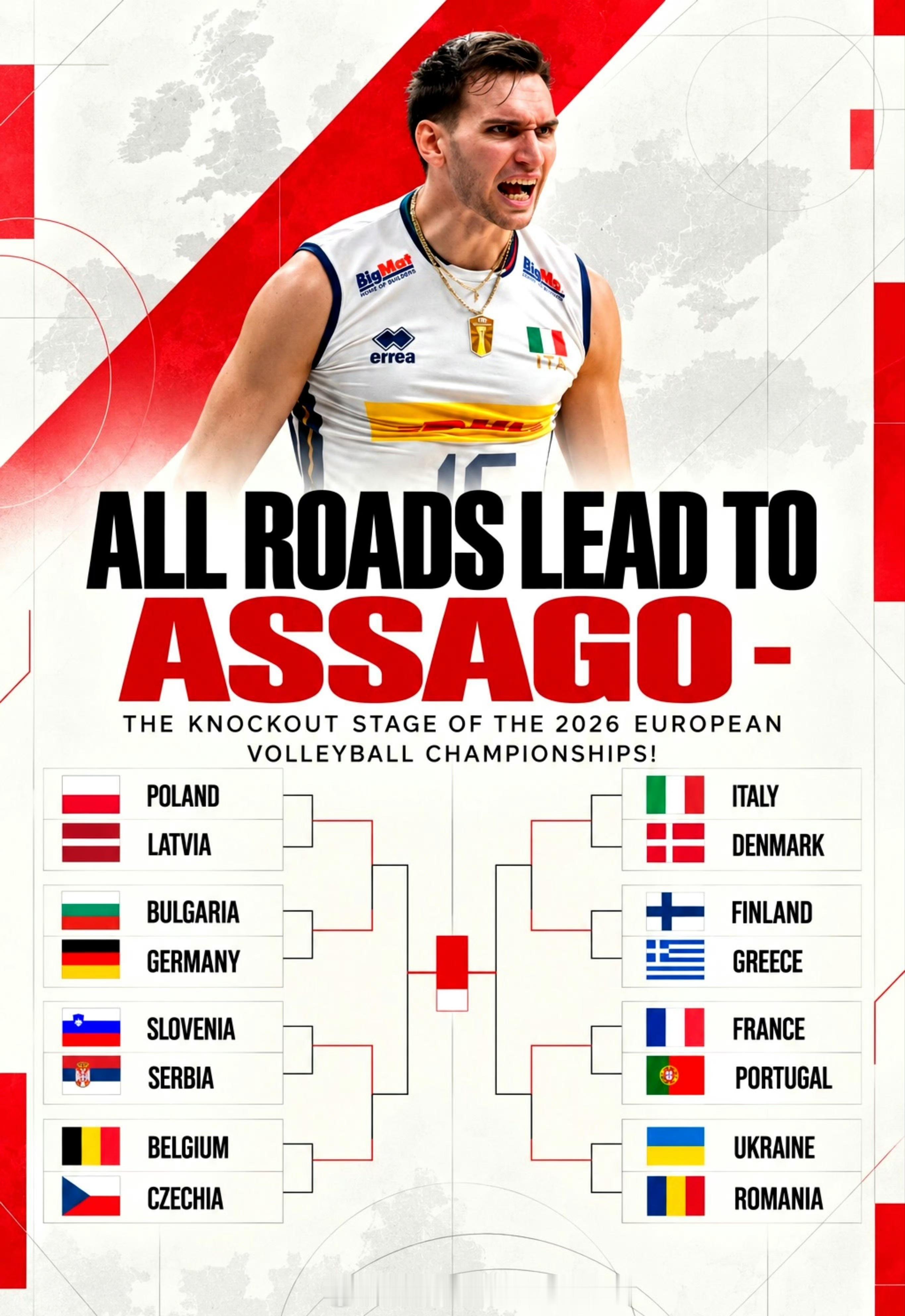 2026男排欧锦赛 1/8决赛全部赛程9月19日周六21:00波兰🇵🇱vs拉