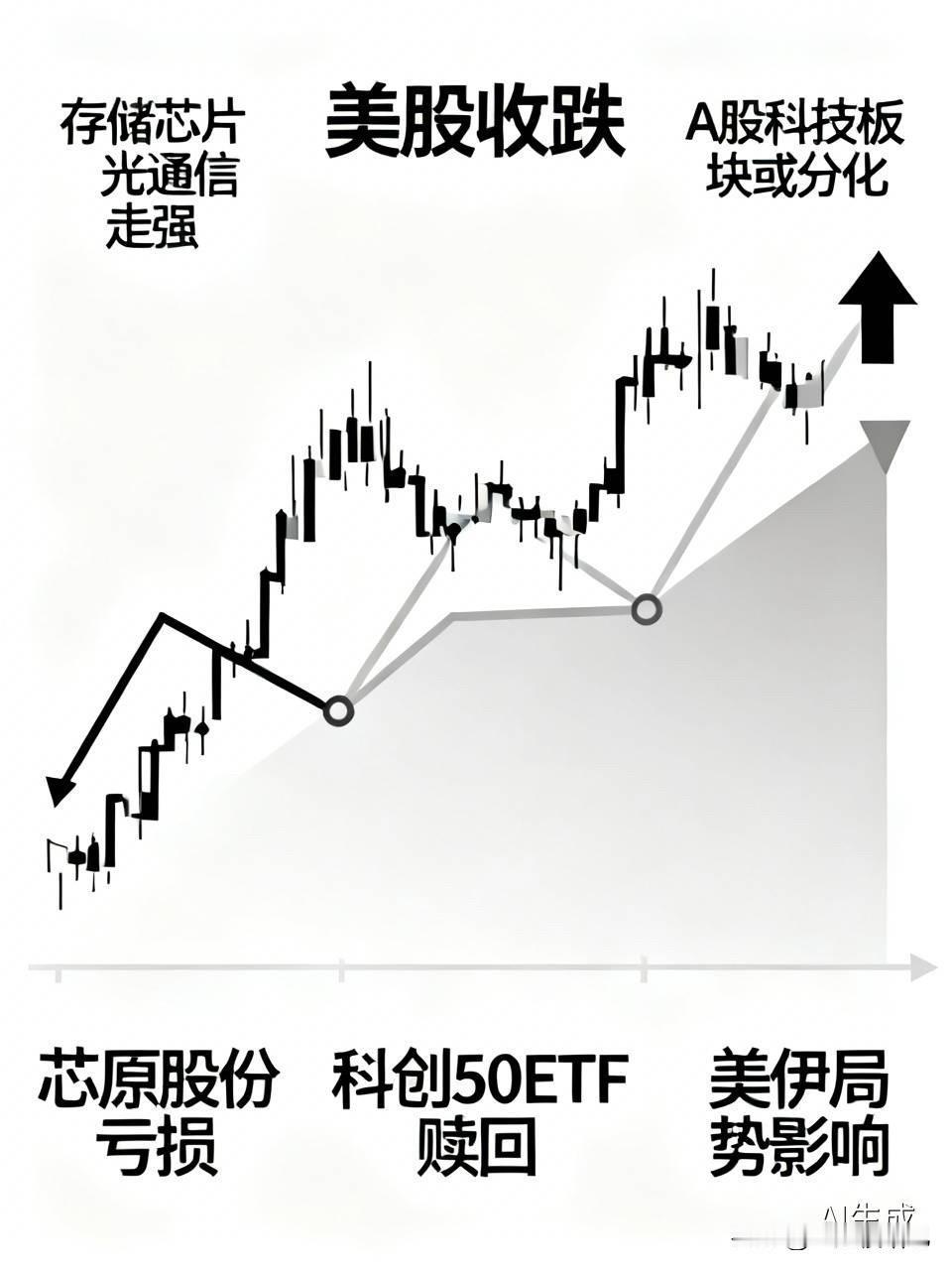 昨晚美股三大指数集体收跌，纳斯达克跌幅0.32%，不过存储芯片光通信大幅走强，闪