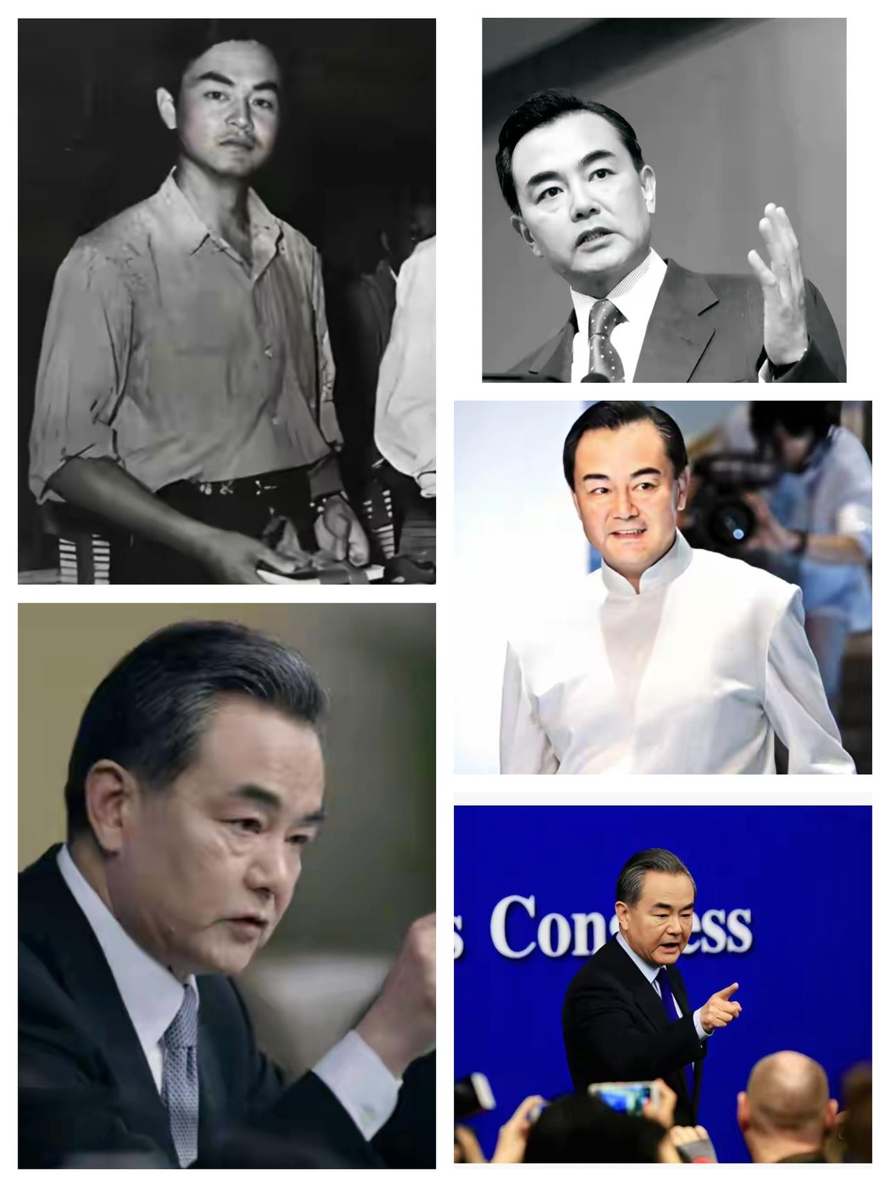这是中国外交部长王毅以前上大学，和青年到上任外交部长前后照片对比。