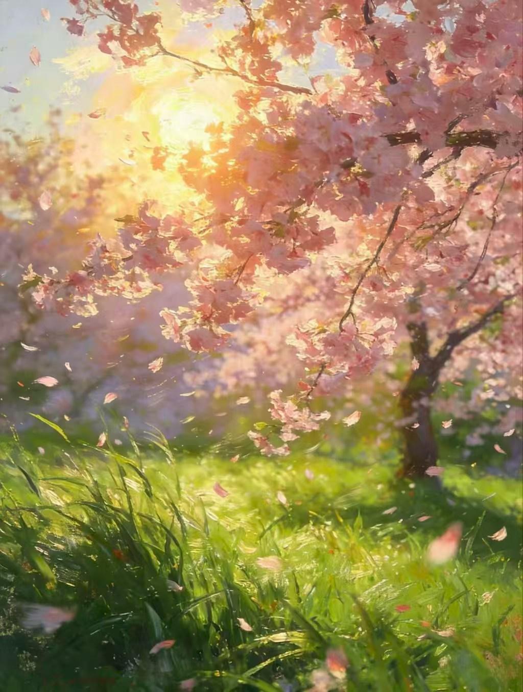 樱花盛开，阳光洒落，春意盎然。🌸🌞