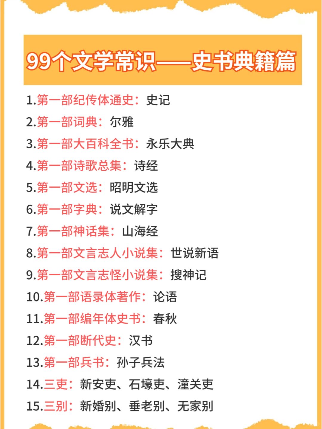 热门常识🔥99个文学常识积累❗️直接背