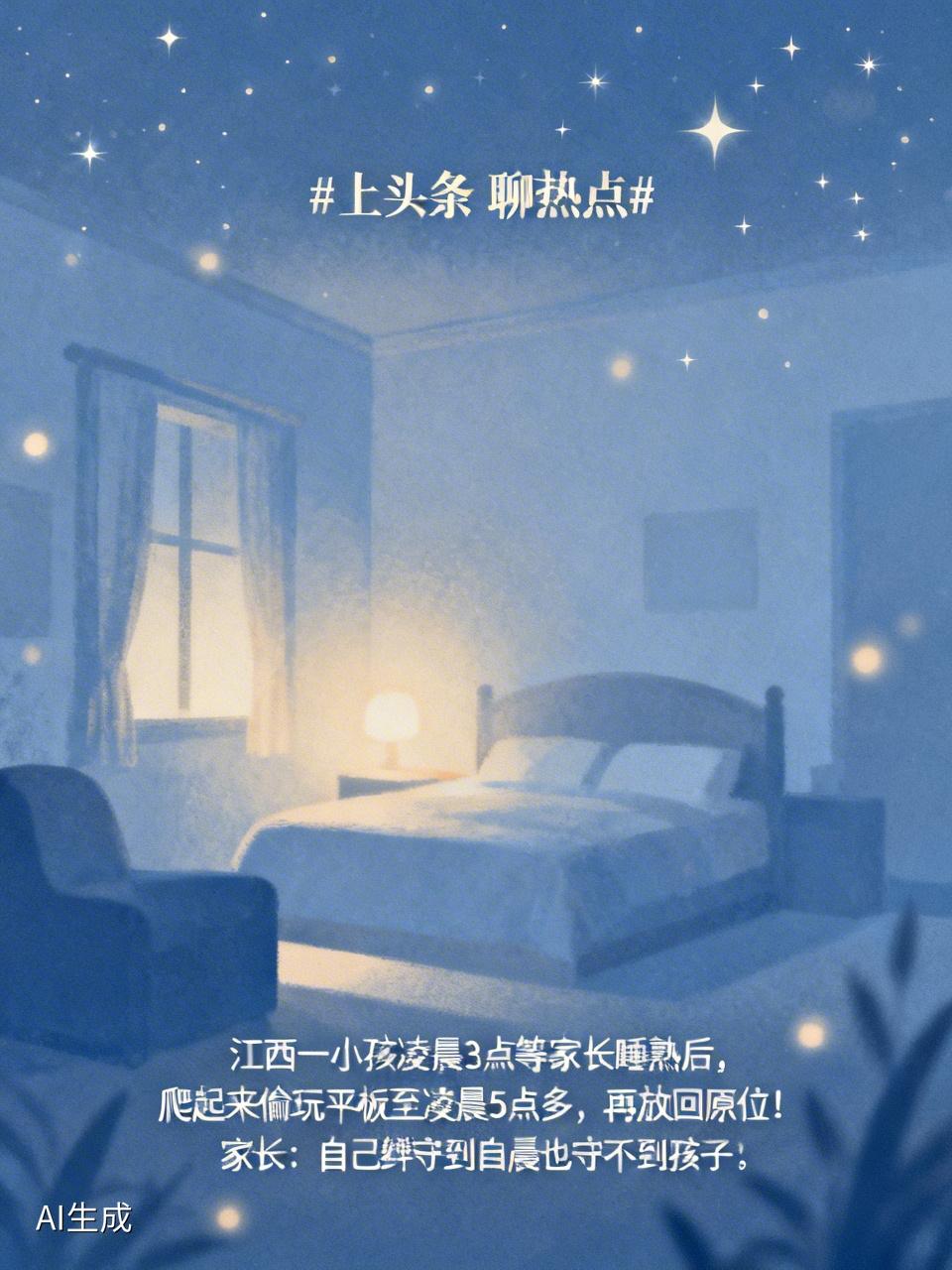 江西一小孩凌晨3点等家长睡熟后，爬起来偷玩平板至凌晨5点多，再放回原位！家长：自