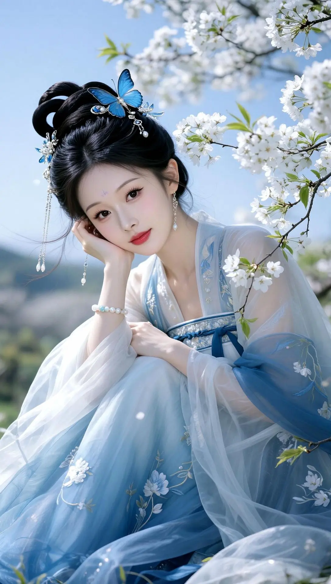 AI梨花古风少女写真 古风花神 古风写真 ai创作 古风汉服美如画