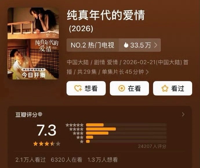 陈飞宇《纯真年代的爱情》7.3，cvb目前暂央八年冠，这个分数怎么样？ 