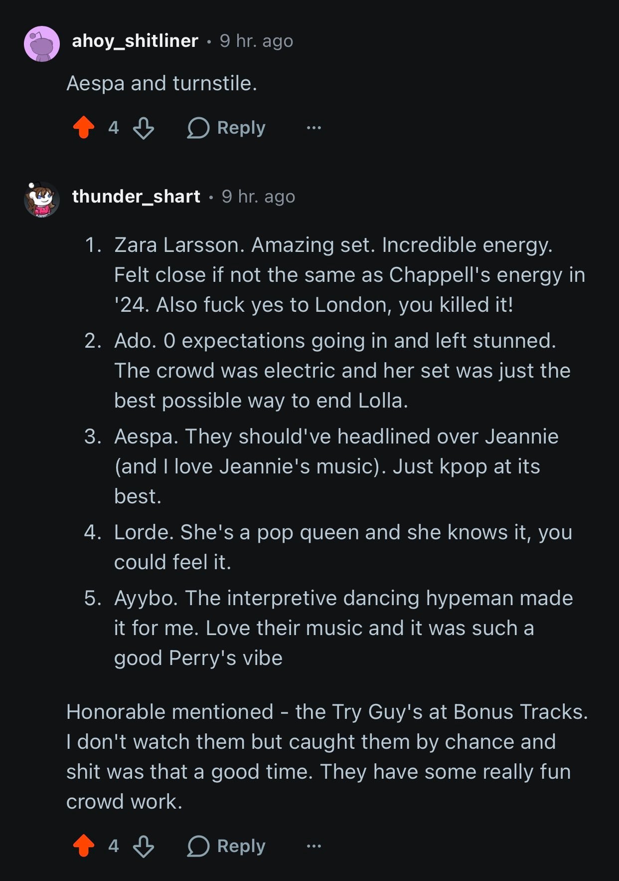 Lollapalooza subreddit 上的当地人将 aespa 列为他们