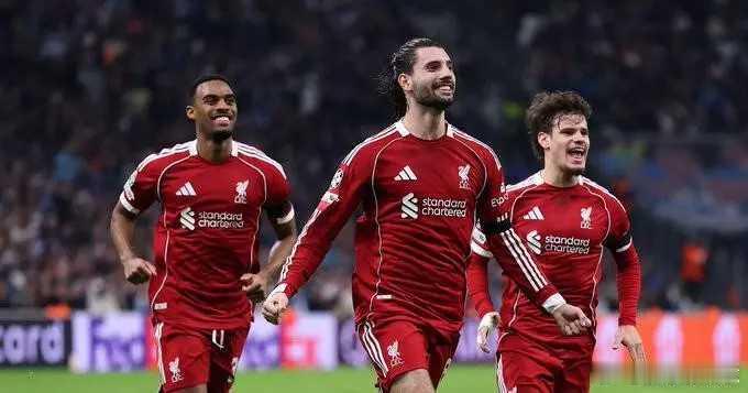 欧冠联赛阶段第7轮，利物浦客场3-0击败马赛，至此，利物浦本赛季欧冠对阵五大联赛