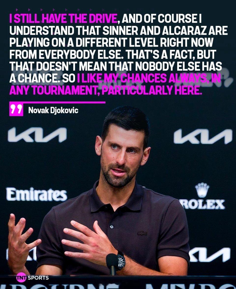 德约科维奇认为，只要发挥出最佳水平.就没有人能击败他..尤其是在澳大利亚网球公开