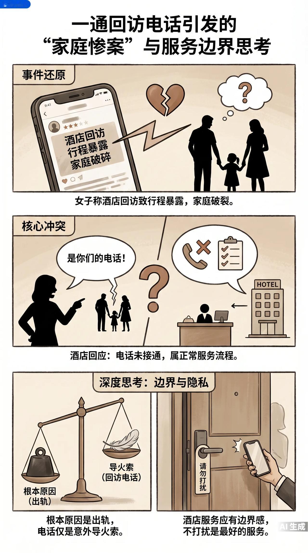 错在出轨，还是回访？
 
华住酒店一条回访电话，竟被指“致家庭破裂”，冲上热搜引
