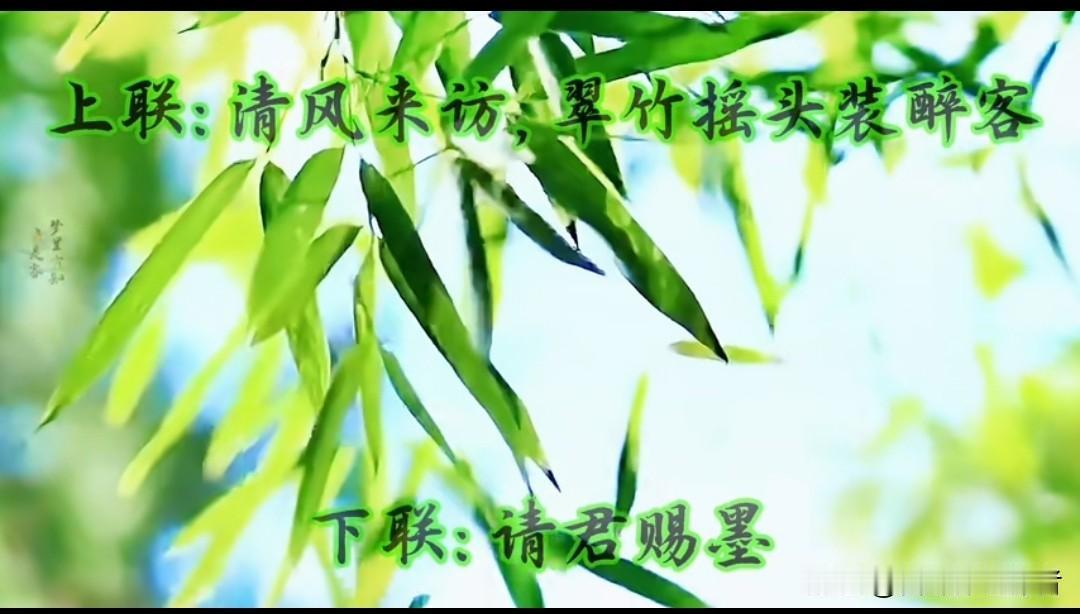 清风来访，翠竹摇头装醉客
冷雨不速，桃花探腰迷游人