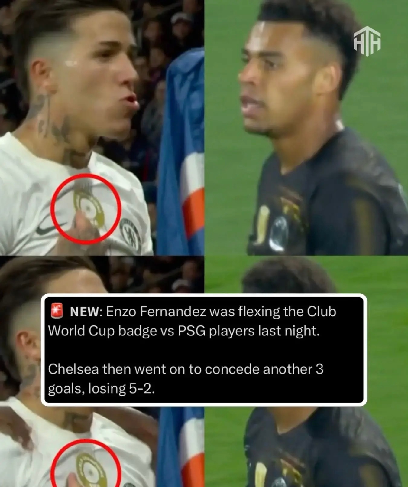 欧冠  🔵炫耀世俱杯徽章？切尔西却惨遭逆转在对阵巴黎圣日耳曼的比赛中，恩佐·费