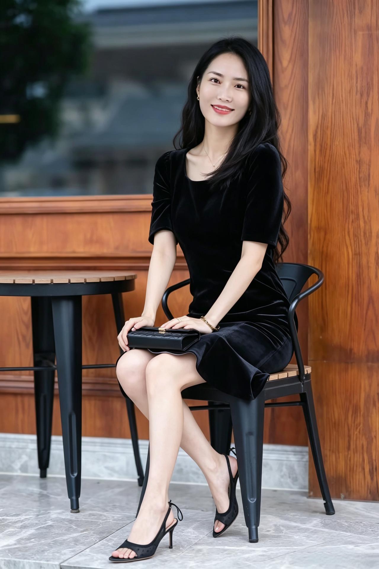 一袭丝绒着素身，柔姿婉婉绝凡尘。
嫣然浅笑倾城色，眉眼藏温最动人。