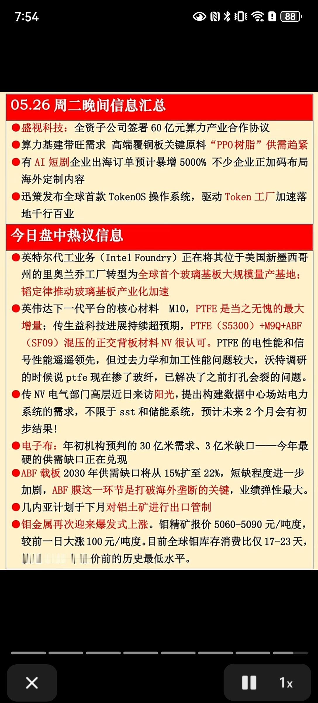 5月26日晚间热点汇总：算力与材料赛道再迎催化
 
5月26日晚间，市场信息密集