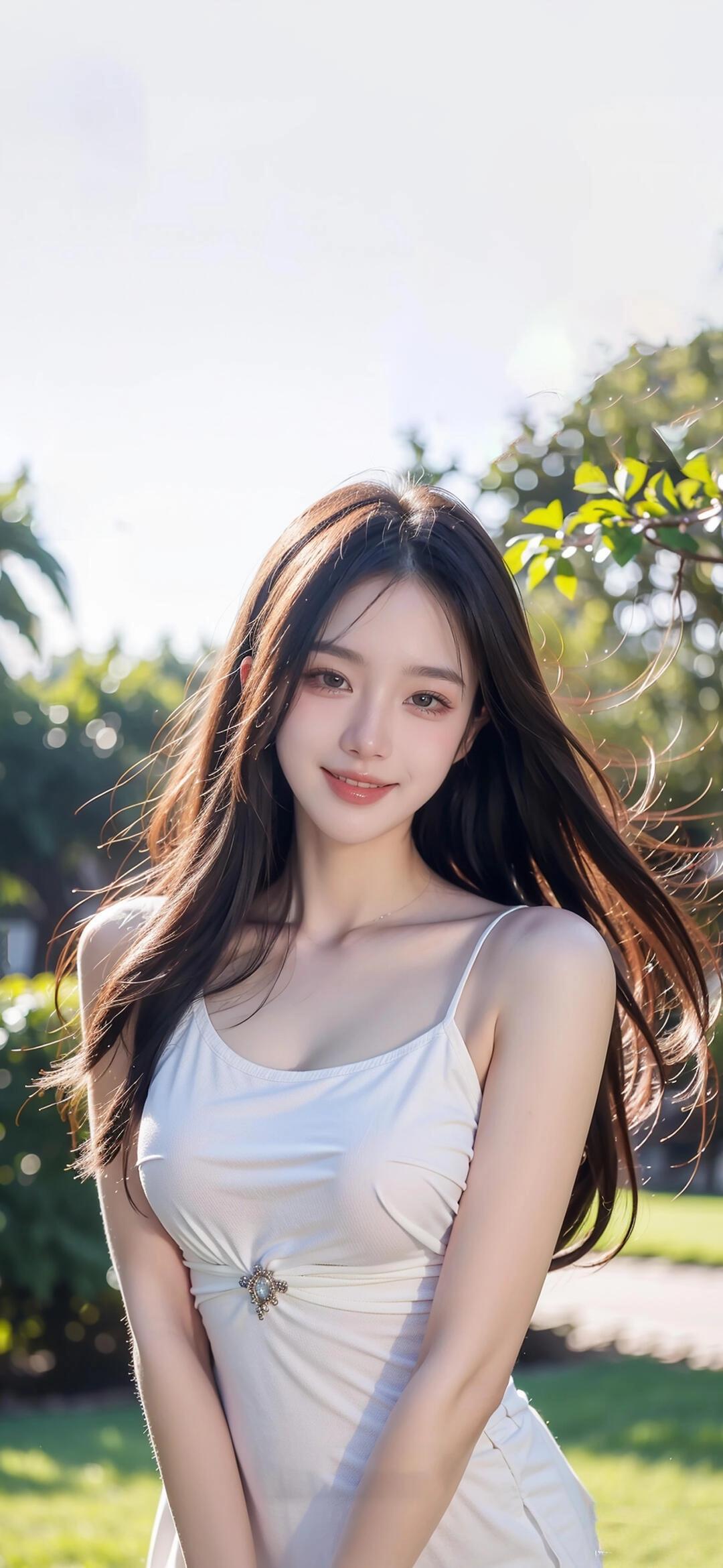 阳光下的清新少女，微笑如春风般温暖