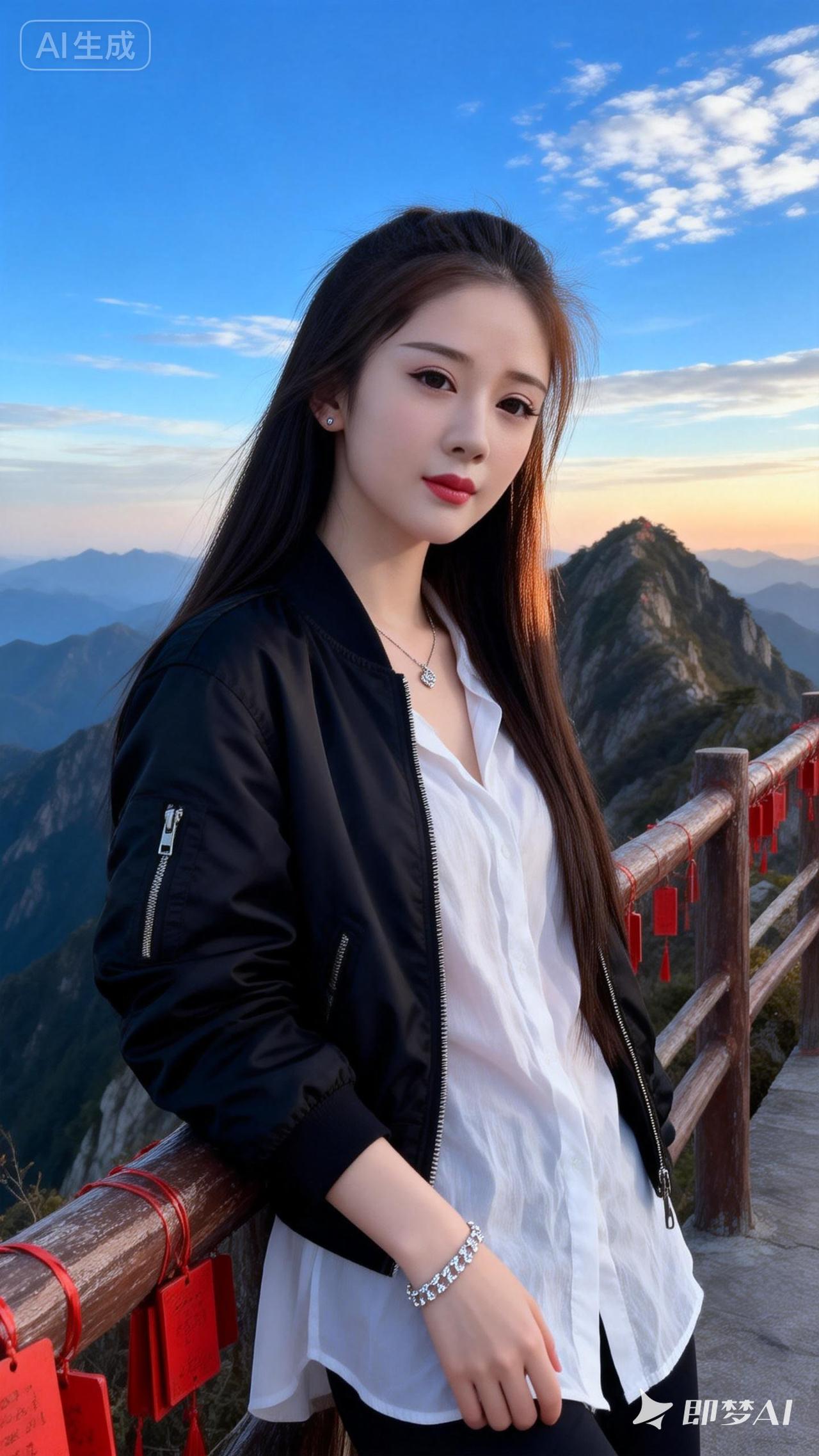 20岁冷白皮江南美人，标准瓜子脸、精致妆容、高挺鼻梁，柳叶眉、桃花眼符合三庭五眼