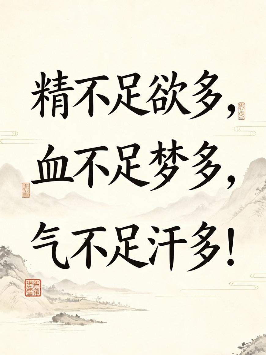 中医一句口诀点醒众人：精不足欲多，血不足梦多，气不足汗多！

有人纵欲过度却控制