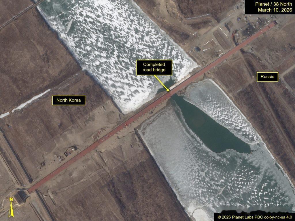 🇷🇺🇰🇵通往朝鲜的公路桥建设已迎来里程碑时刻：“大桥的俄方与朝方桥段已成