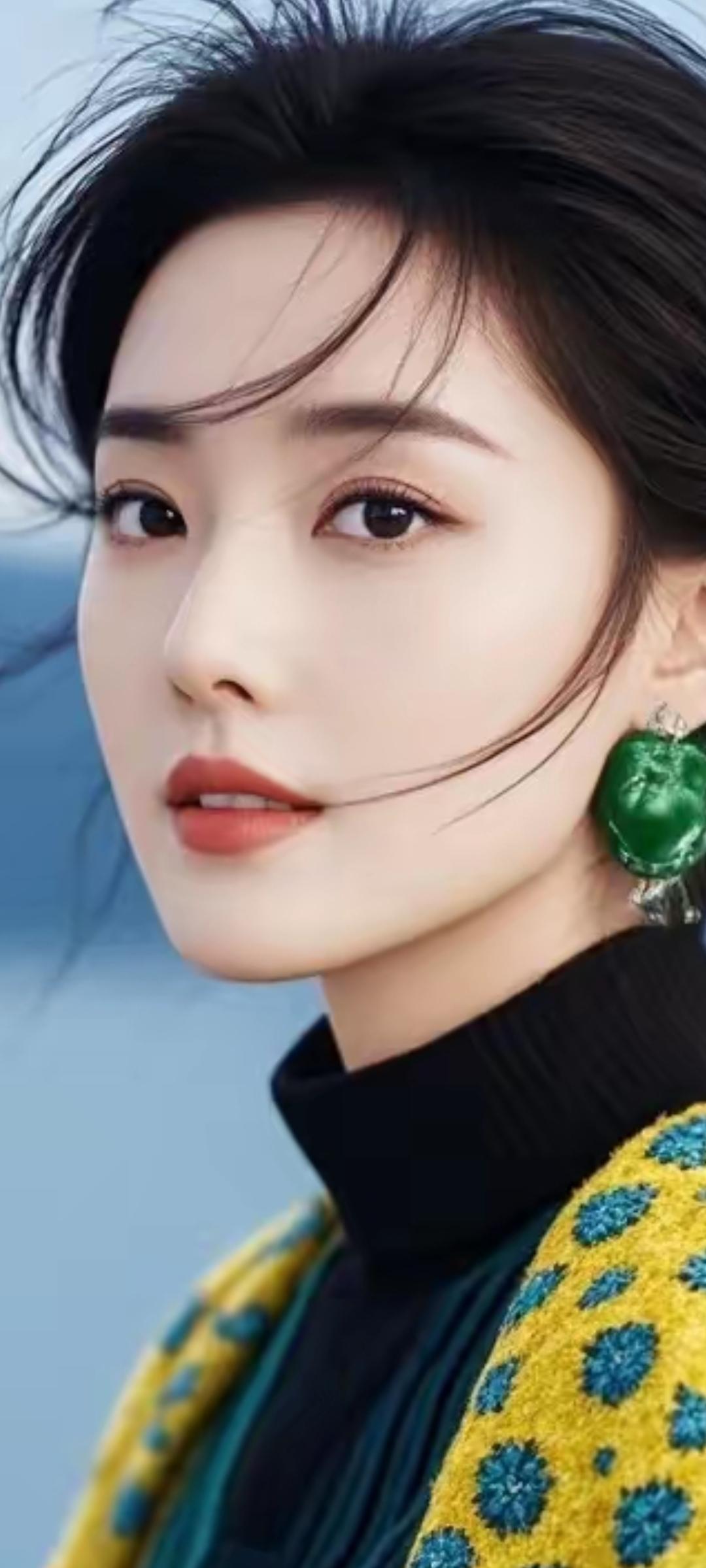 优雅气质，绿宝石耳环点缀，时尚穿搭